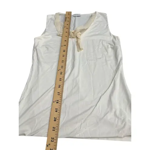 Akris Punto Silk Blend Sleeveless Top Size 6 White Knit V neck Stretch #AAmbe