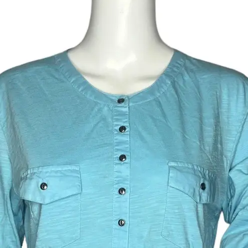 Kuhl  Shirt Womens Large Blue Henley Organic Cotton Basic Casual Outdoor Gorpcore