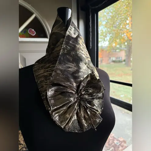 80/90s gold leopard print lamé neck hair wrap with Velcro