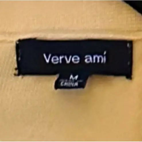 Verve Ami Yellow Open Cardigan with front Ruffle Detail. Size M. 3/4 sleeves