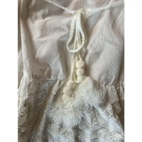 Stella & Dot Maette by Cora One Shoulder Dress White Ruffle Cottagecore