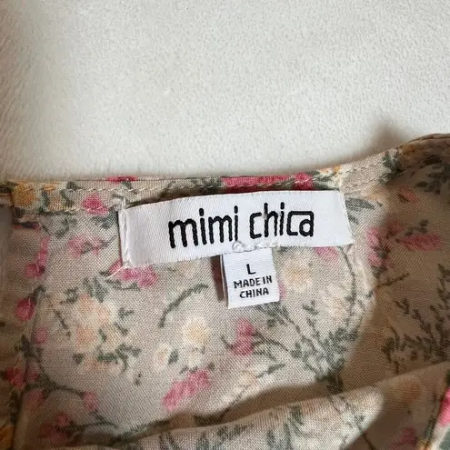 Mimi Chica Crewneck Floral Print Midi Length Size L Cottagecore Boho Colorful