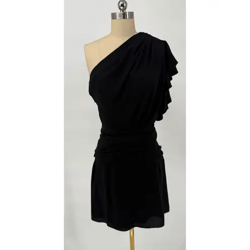 IRO NWT Bonzac one-shoulder ruffled crepe mini dress Black sz 42 US XL $450