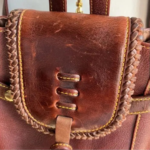 Rinbow Duck Leather Backpack Purse Rustic Feel Brown