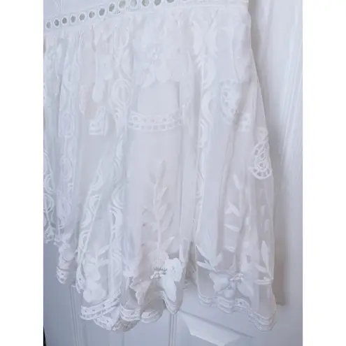 SEEK Ivory Lace Romper Sheer Small White Bridal Boho Bachelorette Cottagecore