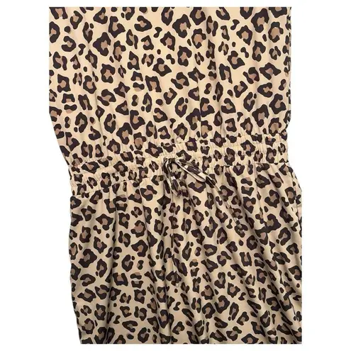 Duck Treads Dress Womens Large Brown Leopard Short Sleeve Lightweight Blouson