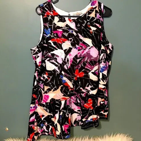 Dana Buchman Slimming Double layered Slanted ruffle bottom Top