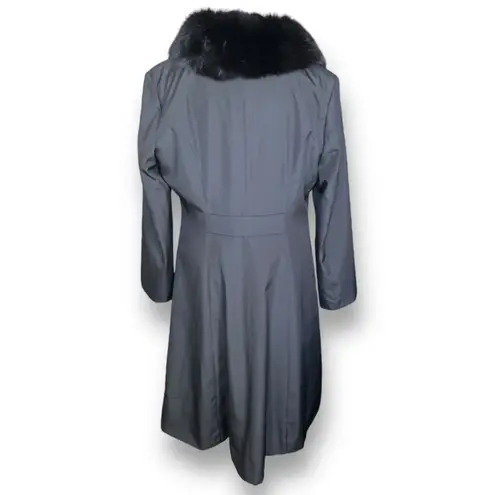 St. John Black Long Coat Removable Real Fox Fur Collar Luxe Winter Elegance 12