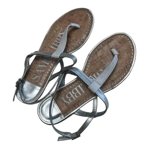 Sam & Libby Silver Flat Sandals Size 9