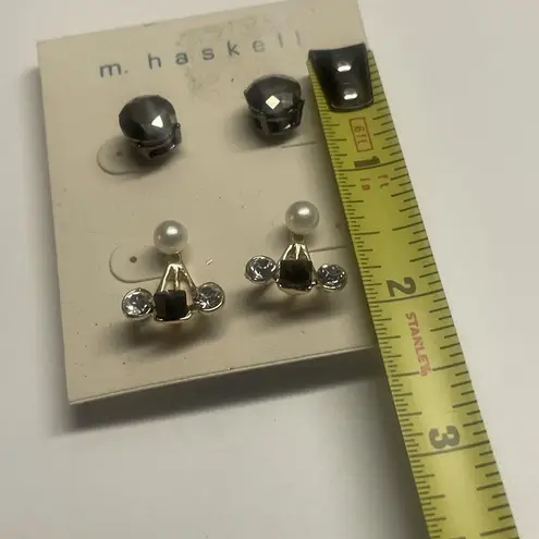 NWT M. Haskell Pierced Earrings Rhinestone