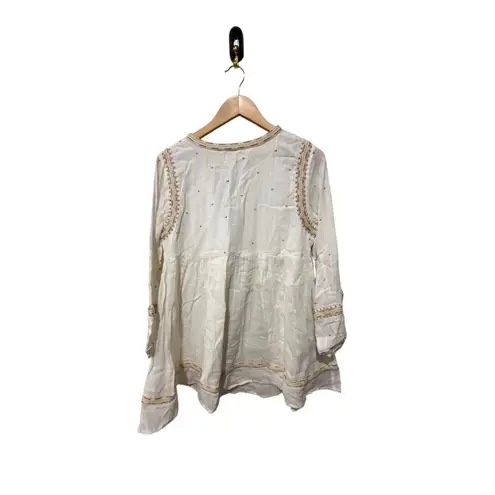 Tigerlily Gathered Embroidered Cotton-gauze Mini Dress Size 8