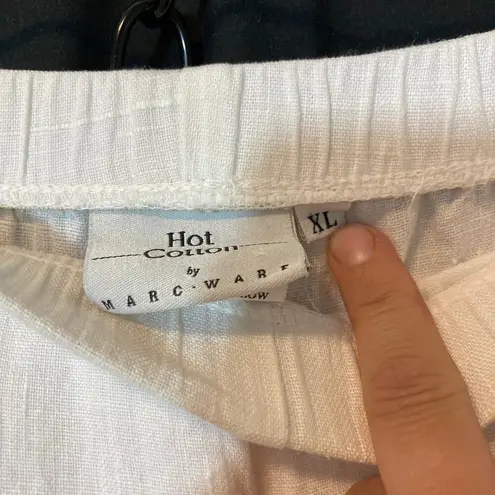 Marc Ware Hot Cotton Linen Cream Ivory White Pull On Casual Crop Capri Pants Size XL