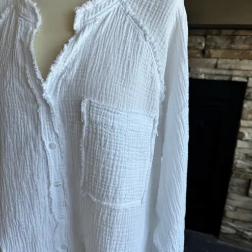 DR2 White Relaxed Mandarin Collar Tunic Size XL