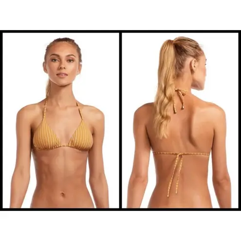 Vitamin A 💕💕 Bikini Set Gia Triangle Top + Luciana Bottom Dorada Stripe 8 M NWT