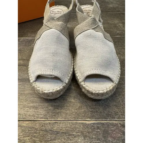 Toni Pons Women's Triton Espadrille Wedge Sandal Size 38 Size 7.5 Natural Linen Tan