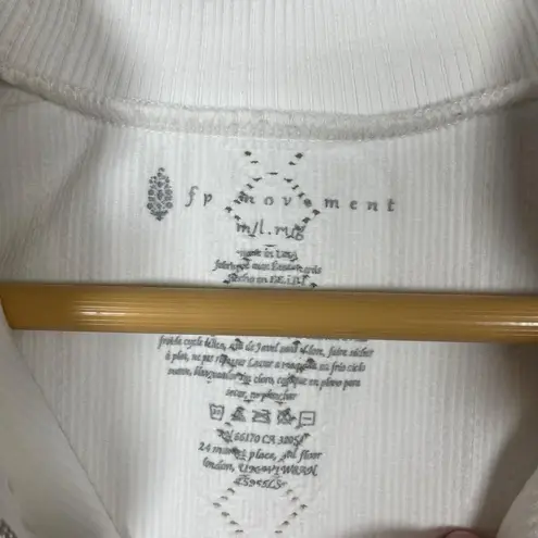 Free People Movement Slay Ribbed Quarter Zip Bodycon Top in White Size M/L