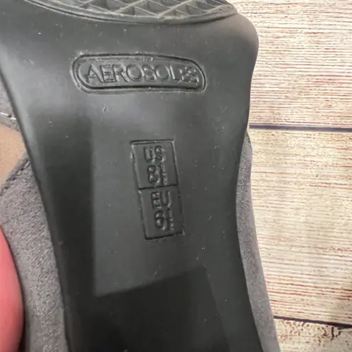 Aerosoles Mary Jane Block Heel Shoes Black Tan Grey Suede Strap Women's 8.5