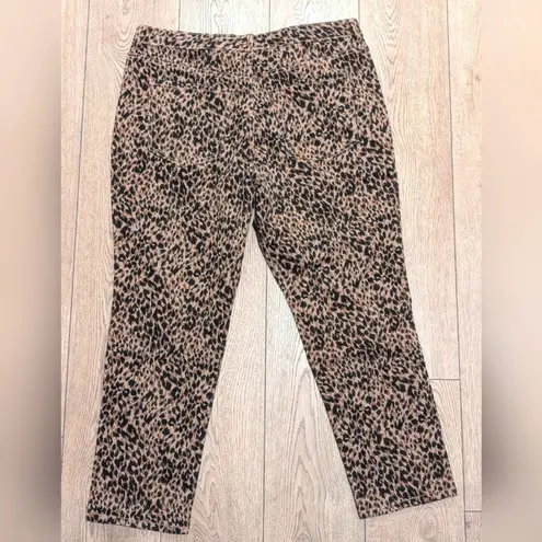 Terra & Sky 🆕 Womens Plus 16w 16 Petite Jeans Leopard Animal Print Straight Leg Ankle NWT