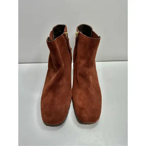 Aquatalia Boots Womens Size 8 Block Heel Ginger Suede Ankle Booties Leather