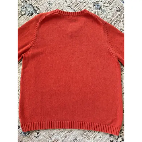 Vintage LL Bean Sweater Womens Large Orange Fisherman Classic Preppy Chunky