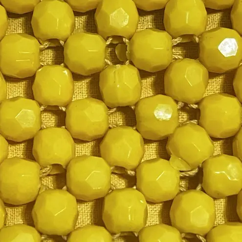 Yellow Hand Beaded Clutch Retro Faceted Bead Zip Pouch Evening Bag EUC