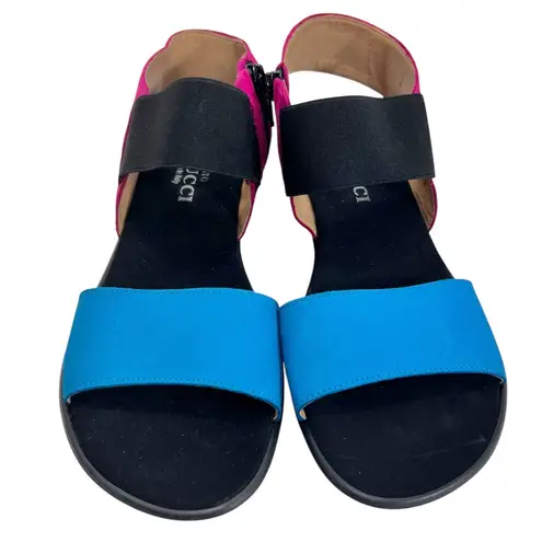 SESTO MEUCCI Eirlys Sling Back Sandals Blue Pink Soft Nubuck Italy Size 9