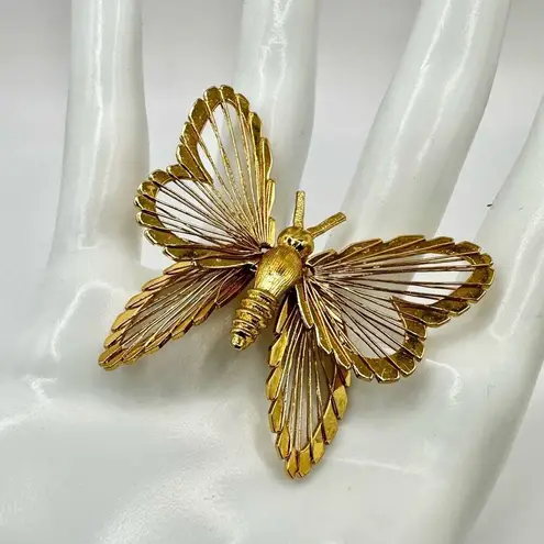 Monet  gold tone vintage butterfly brooch