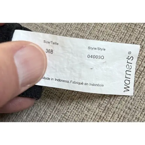 Warners Push Up Bra 36B Wire Free Molded Nylon Black Adjustable Size undefined