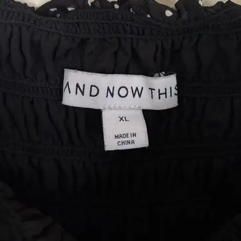 💥 And Now This Smocked Polka Dot Tiered Maxi Dress Black Size XL