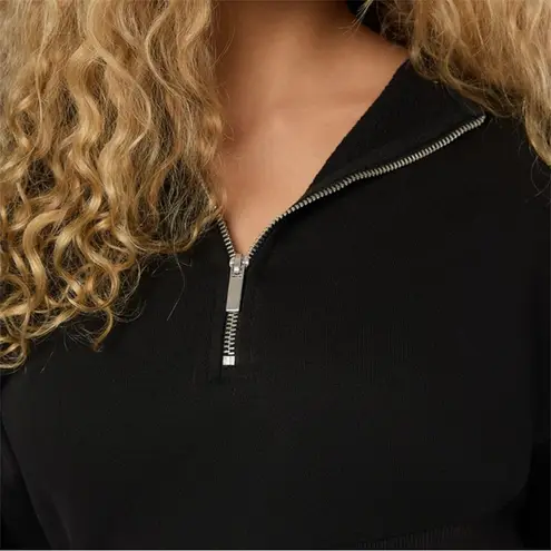 We Wore What Black Cropped Zippered Sweatshirt