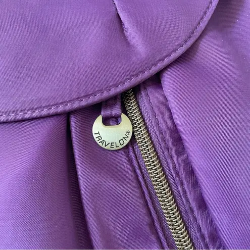 Travelon Purple Hobo Zip Crossbody 5 Point Anti Theft Purse Travel Bag