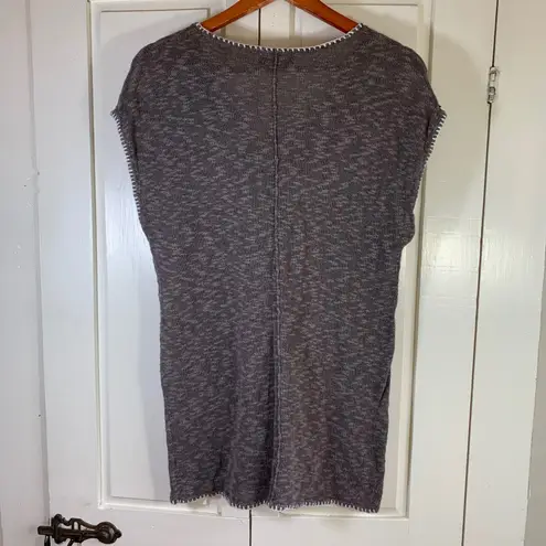 Fresh Produce V Neck Short Sleeve Knit Dress Tunic Top Women's XS S Gray Beachy