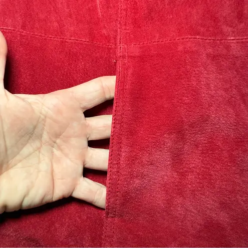 Coldwater Creek Red Suede Leather Zipper Jacket Lined Casual Biker Petite Small