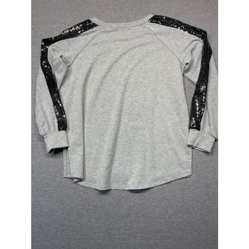 White Birch Women's Gray & Black Sequined Long Sleeve Shirt Size S