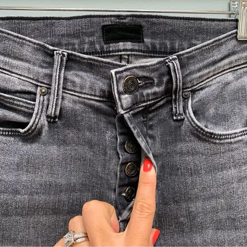 Mother The Stunner Frayed Ankle Friday the 13th Jeans 25 Black