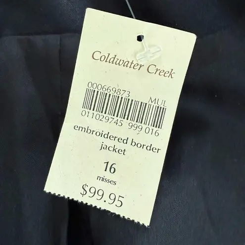 Coldwater Creek NWT Black Brown Embroidered Jacket $100 16