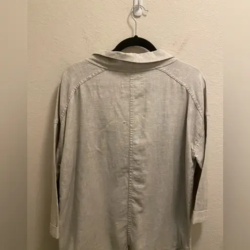 Poetry Viscose Linen Blend Utility Beige Jacket Size 8/10