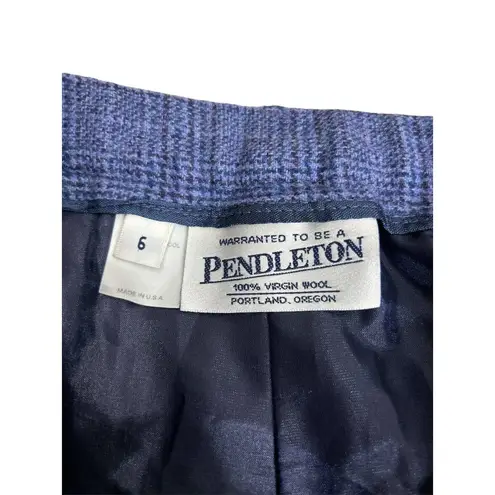 Pendleton Plaid Virgin Wool Pants Size 6 Women’s Blue Fully Lined Pleated