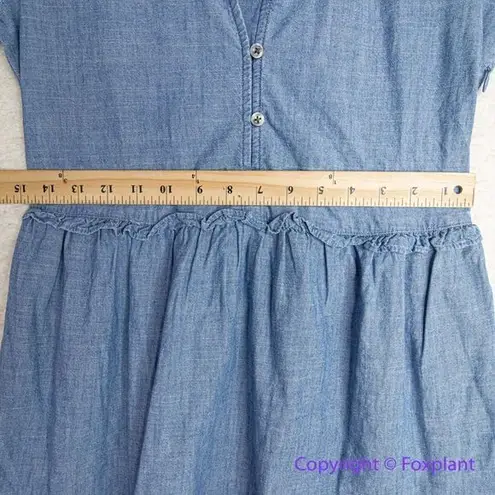 J.Crew NEW  Chambray ruffle mini denim jean‎ dress, size 0