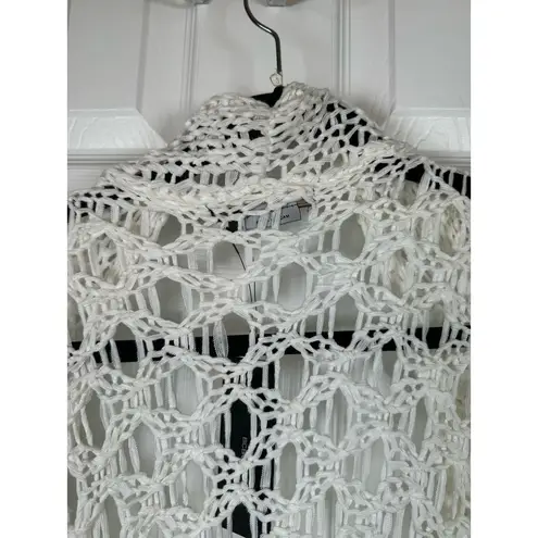 BCBGMAXAZRIA  Crochet White Womens Vest Open Front Shawl Cardighan NWT M