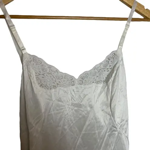 Vtg Very Intimate Women's 36 Off White Satin Full Slip Dress Lace Anti Cling Size M
