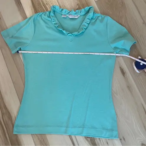 The Vested Gentries Women’s Turquoise Ruffled Collared Blouse / Shirt Size L Blue Size L
