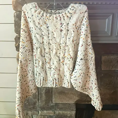 Ee:some Confetti Cable Knit Sweater Womens S/M Ivory Chunky Colorful Size undefined