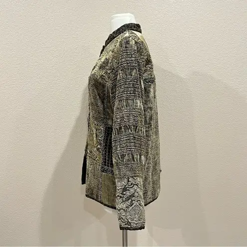 Flashback Velour Patchwork Blazer Jacket Size Small Brown