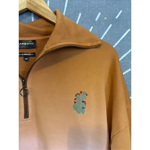 NWT Carbon38 Ombré French Terry Half Zip Cactus Brown Size XS