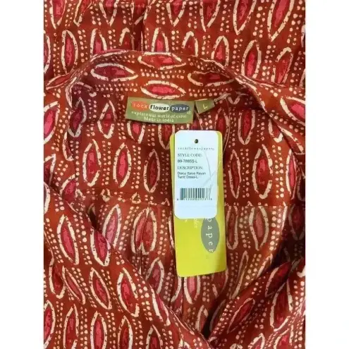 NWT Rock Flower Paper Darcy Spice Rayon Tunic Dress Orange Indian Print Size L Size L