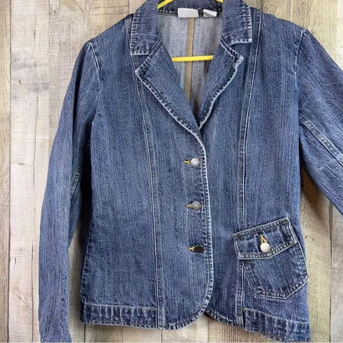 kim rogers Size Small Vintage Acid Washed Blue Denim Long Sleeve Jacket …