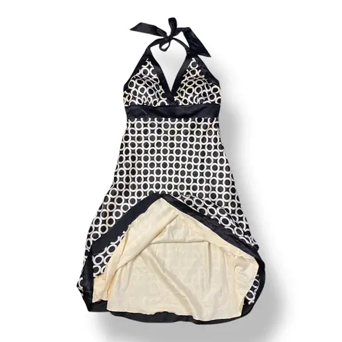 Issue New York Vintage Y2K Black White Silk Halter Party Dress Size 12