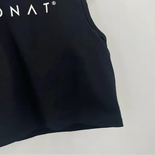 MONAT Tank Top Size Large Logo Tight Black Cropped Attached Sports Bra Athletic