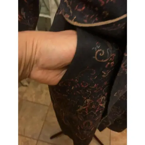 Solitaire Women's Paisley Trench Coat Size M Black Brown